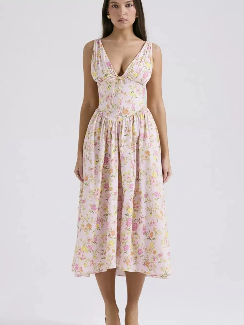 V-Neck Sleeveless Midi Dress - Picture 8 of 16